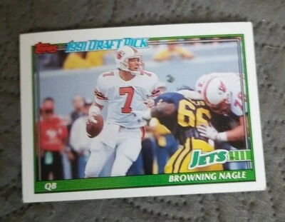 1991 Topps Football Card #481 Browning Nagle Rookie - New York Jets  - Image 1 of 2