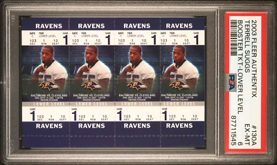 TERRELL SUGGS 2003 Fleer Authentix Booster Tickets Lower Level RC PSA 6 Pop 1 - Image 1 of 2