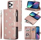 For Iphone 13 12 11 Se Xr 7 8 Plus Daisy Leather Magnetic Flip Wallet Case Cover