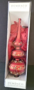 Demdaco Christmas Tree Topper Glass Spire RED/GOLD Poland 13" NIB - Picture 1 of 9