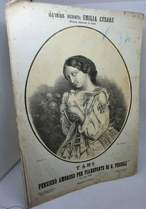 T'AMO Pensiero amoroso per pianoforte Pugioli 1862 Ed. F. Lucca Litografia - Imagen 1 de 1