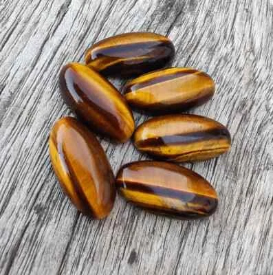 Natural Tiger Eye Long Oval Shape Cabochon Wholesale Lot Gemstone 3x6mm-10x20mm - Image 1 of 4