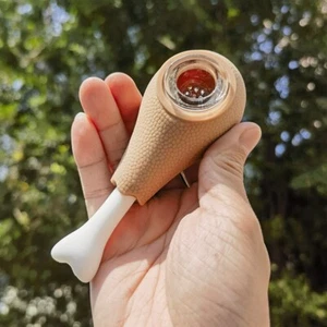 4.7" Silicone Hand Pipe Drumstick Bong Chicken Leg Smoking Pipes W/ Glass Bowl - Foto 1 di 6
