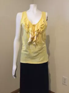 Women’s OLD NAVY Tank Top Size S/P V-neck Sleeveless Ruffled Yellow Cotton/modal - Picture 1 of 7