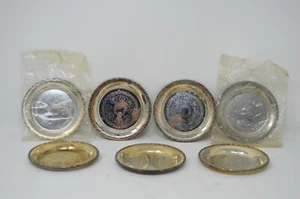 Lote de 7 platos antiguos de cocina chapados en plata de metal - Imagen 1 de 3