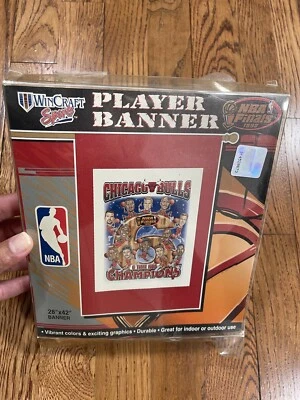 Banner vintage años 90 Chicago Bulls 1998 6 veces campeones de la NBA ganar artesanía deportes nuevo Foto 1 de 4
