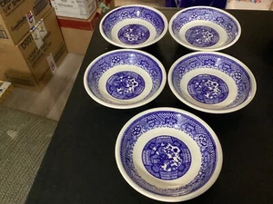 (5) Unbranded Blue Willow 5 1/8" x 1" China Dessert / Side Dishes - Picture 1 of 7