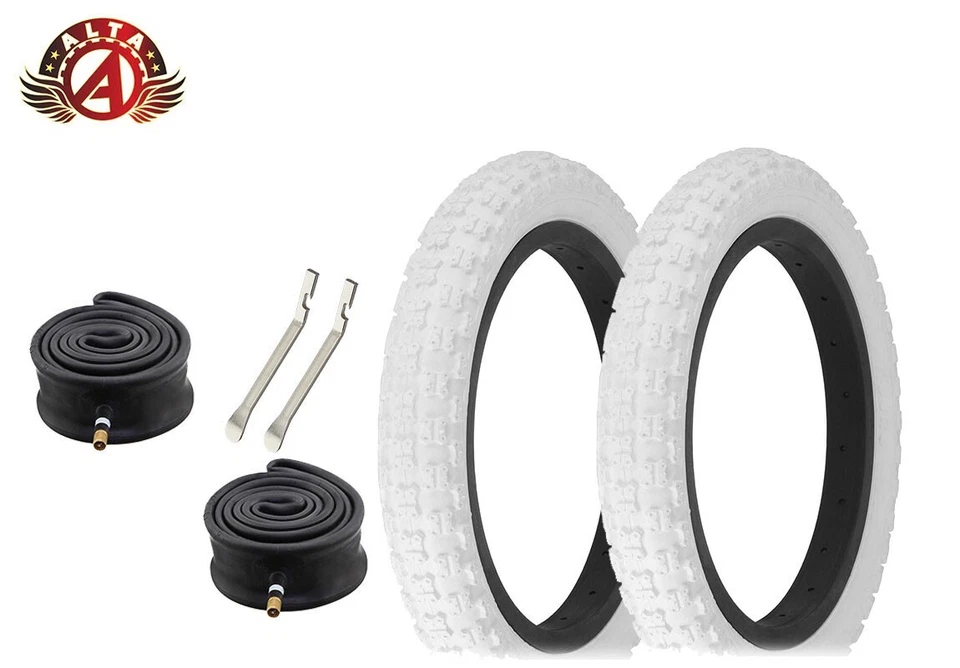 ALTA BICYCLE 14 x 2.125 WHITE COMP III BMX TREAD W/ HEAVY-DUTY TUBES & LEVERS. - Image 1 of 1