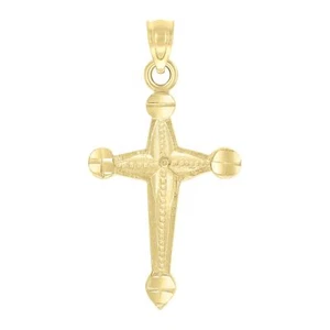 10kt Yellow Gold Womens Mens Unisex Cross Religious Charm Pendant - Picture 1 of 1