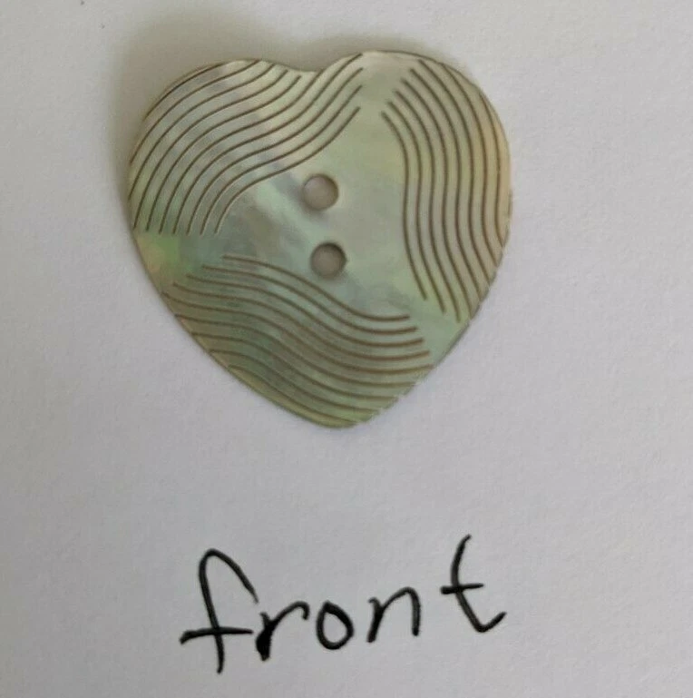 White Heart Genuine Shell  2 hole button 1" JHB Buttons      - Image 1 of 2