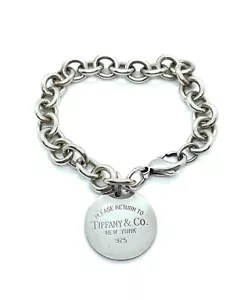 Tiffany & Co. 'Return to' 10mm Sterling Silver 7" Heart Tag Bracelet - Picture 1 of 2