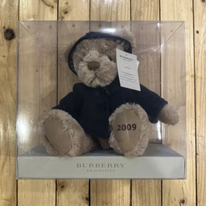 Burberry Fragrances Teddy Bear 2009 Navy Blue Fleece Hoodie NovaCheck Lining NWT - Picture 1 of 12