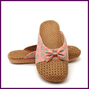 Pantofole donna lino 2025 casual slide floreale fiocco lino casual scarpe da interno donna - Foto 1 di 28