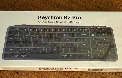 Ultra-Slim B2 Pro Bluetooth Keyboard 2.4 GHz Wireless Lightweight 96%, Gray. NEW - Image 1 of 4