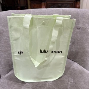 Lululemon Reusable Small Shopping Tote Bag Lime Green 9.25X11X4.5 Snap Closure - Picture 1 of 5