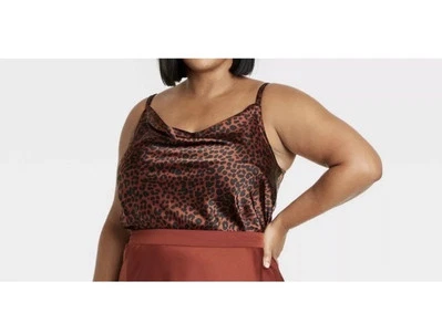 NWT Ava & Viv Women's 1x Animal Print Satin Tank Top - Image 1 of 4