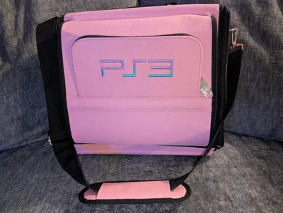 Sony PlayStation 3 PS3 Fat Console Bolsa de Viaje Estuche de Transporte - Rosa - Raro - Con Correa Foto 1 de 4