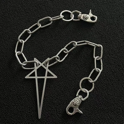 Cadena de pantalones estrella vanguardista para adolescentes, cadena de billetera fantasma, cadena de cinturón para hombre, encanto de cartera Foto 1 de 4