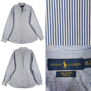 Polo Ralph Lauren camicia uomo taglia XXL blu a righe Seersucker LS abbottonata - Foto 1 di 10