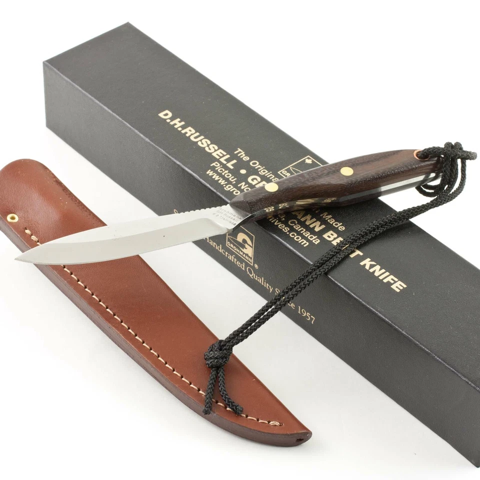 Grohmann Trout & Bird Belt Knife D.H. Russell Canada Rosewood Handles Sheath - Image 1 of 2