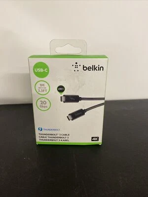 Belkin Thunderbolt 3 Cable 3.3ft 1M 20Gbps - New In Box - Image 1 of 4