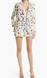 Pantalones Cortos Alice + Olivia Dylan Cintura Alta Con Piping In Kiss My Tulips Talla 8 - Imagen 1 de 4