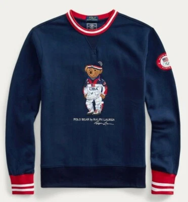 Ralph Lauren Team USA Mens Polo Bear Olympic Ceremony Fleece Sweater Sweatshirt - Image 1 of 4
