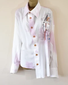 VIVIENNE WESTWOOD Wine Stain Drunken Shirt S Relaxed Long Alcoholic Blouse Top - Picture 1 of 8