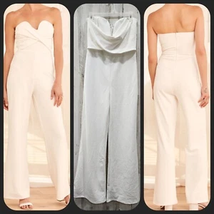 Tuta LULUS Total Confidence bianca senza spalline gamba larga** taglia LARGE**NUOVA SENZA ETICHETTE* - Foto 1 di 12