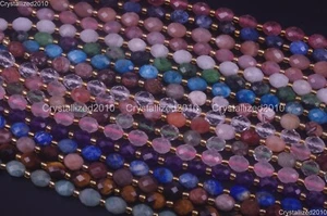 Genuine AA Natural Gemstone Faceted Oval Rice Spacer Loose Beads 6mm x 8mm 15.5" - Picture 1 of 40