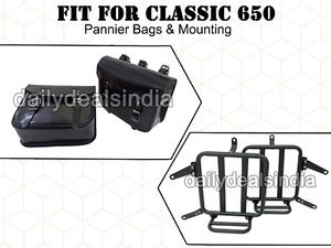 Genuine Leather Pannier Bags With Mounting For Royal Enfield Classic 650 D2 - Picture 1 of 8