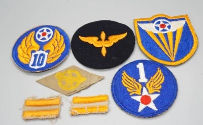 WWII 1st, 4th & 10th Air Force, Ruptured Duck, 6 Months Duty Hashmarks Patches - Image 1 of 2