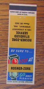 CUBIERTA DE MATCHBOOK DE GASOLINERA ESTÁNDAR ROSNER-ZORE: SPEEDWAY, EN CUBIERTA DE MATCH -B22 - Imagen 1 de 2