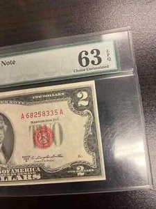 1953B US Banknotes $2 Dollars Bill PMG: 63 EPQ CHOICE UNC - Picture 1 of 3