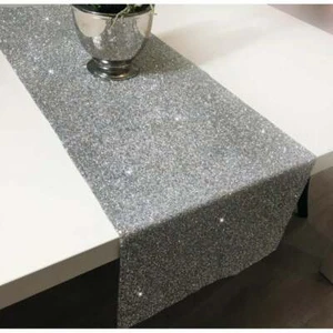 New Sparkly Silver Crushed Crystal Diamond Dining Table Runner Table 120cm - Picture 1 of 3