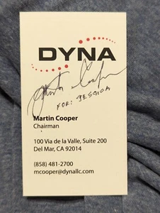 Martin Cooper Autograph Business Card Cellular Phone Inventor See Description  - Picture 1 of 1