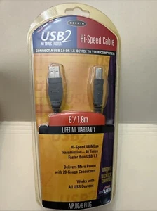 Belkin USB2 Hi-Speed Cable 6 ft. NEW F3U133-06 - Afbeelding 1 van 8