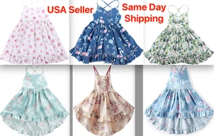 Vintage Floral Girls Dress Casual Cotton Baby Girl Dress - Picture 1 of 62