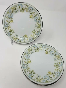 Noritake Flourish 2608 Bread & Butter Plates White Blue Yellow Floral Lot of 4 - Picture 1 of 6