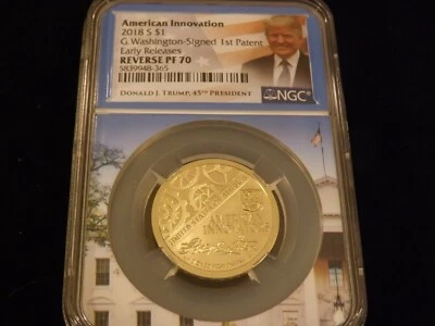 2018  AMERICAN INNOVATION Flag Label EARLY RELEASES Trump  NGC  REVERSE  PF 70 - Image 1 of 2