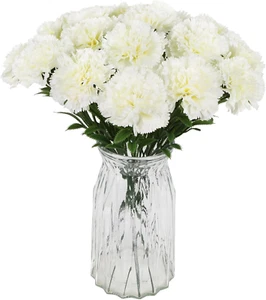 16PCS White Carnations Artificial Flowers 14.8'' Fake Carnation Ivory White - Picture 1 of 7