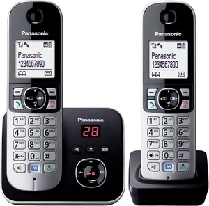 Panasonic KX-TG6822EB Twin DECT Zestaw telefonu bezprzewodowego z automatyczną sekretarką - Zdjęcie 1 z 5