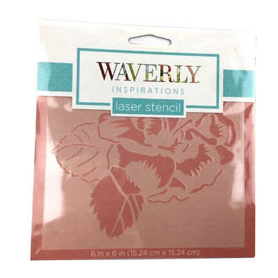 Waverly Inspirations Stencil Floral Garden Rose Pink Item 60524E 6x6 inches - Image 1 of 3