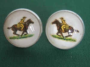 De Colección Par/2 Bridas Caballo Roseta/Botón/Concho Cúpula Vidrio Pony Express Chapman - Imagen 1 de 7