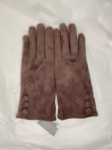 Women’s M&S Per Una Chocolate Brown Faux Suede Gloves Small New /tags - Picture 1 of 7