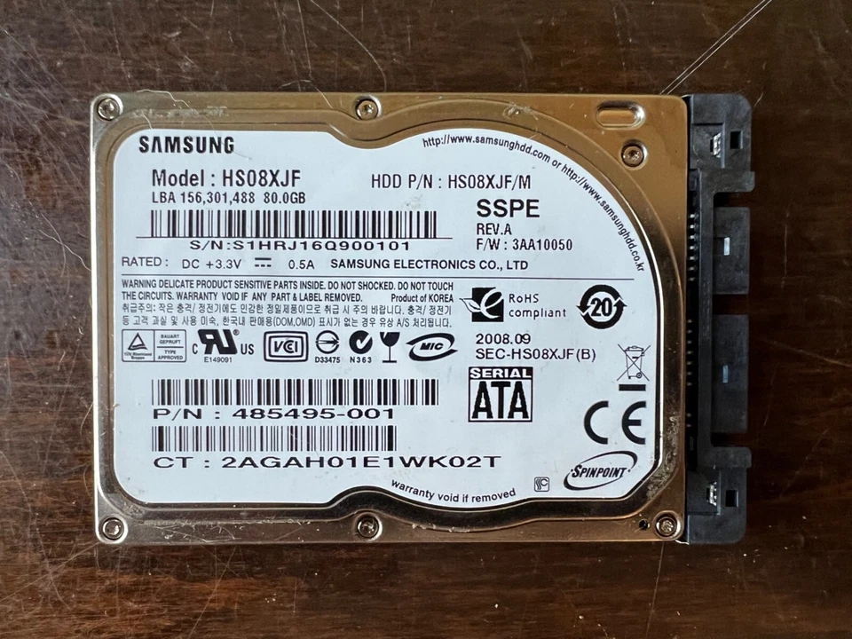 Samsung HS08XJF HS08XJF/M SpinPoint 80GB 1.8" SATA 5400 RPM HDD UNTESTED - Image 1 of 2