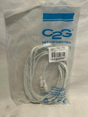 Cable de altavoz adaptador de audio doble macho estéreo de 12 pies 3,5 mm a 2 RCA blanco Foto 1 de 2