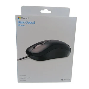 Microsoft Basic Optical Mouse Wired USB Scroll Wheel Ambidextrous Windows Mac - Picture 1 of 6