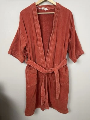 Roupão de banho vintage Terry 100% algodão feito no Brasil ferrugem bolsos gravata estado O Maine - Imagem 1 de 4