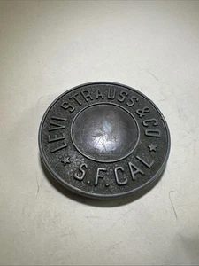 Fibbia per cintura rotonda vintage Levi Strauss & Co S. F. Cal ottone - Foto 1 di 5